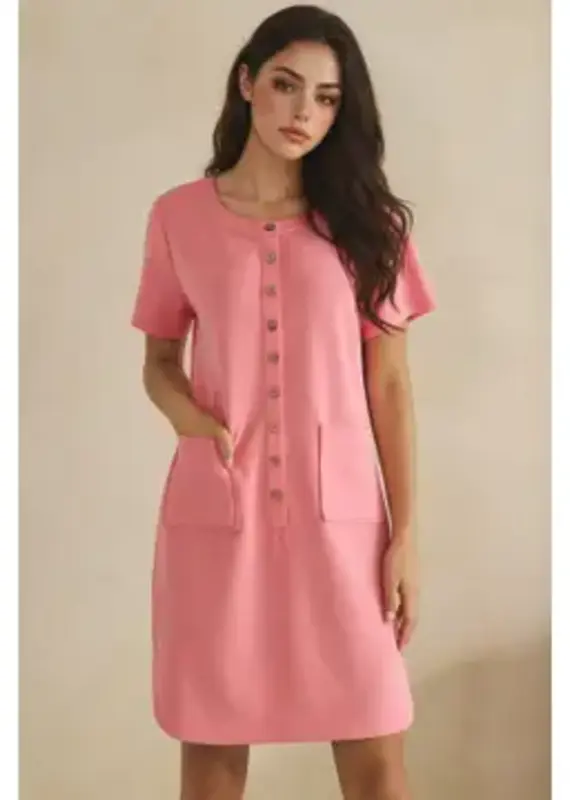 Linda Lightweight Modal Front Button Accent Dress