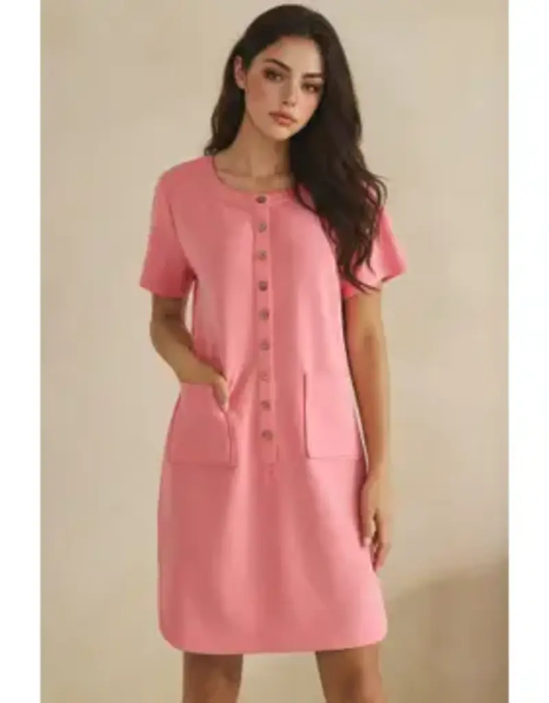 Linda Lightweight Modal Front Button Accent Dress