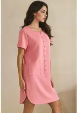 Linda Lightweight Modal Front Button Accent Dress