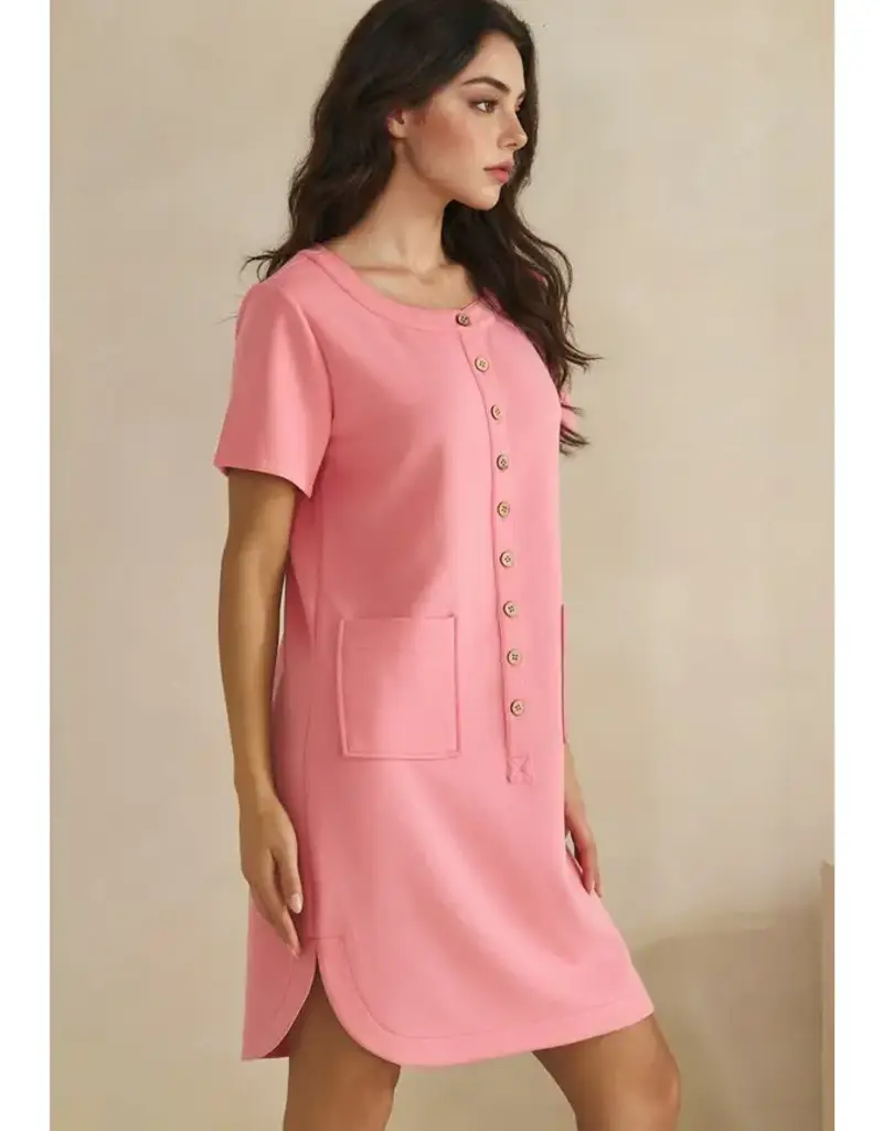 Linda Lightweight Modal Front Button Accent Dress