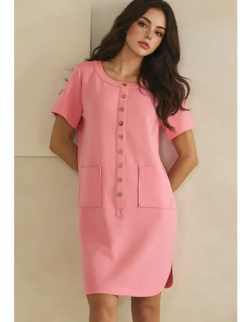 Linda Lightweight Modal Front Button Accent Dress