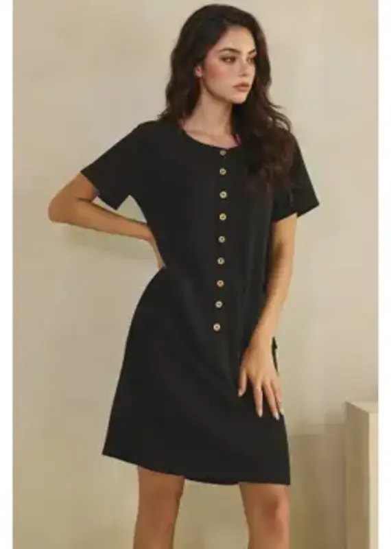 Linda Lightweight Modal Front Button Accent Dress