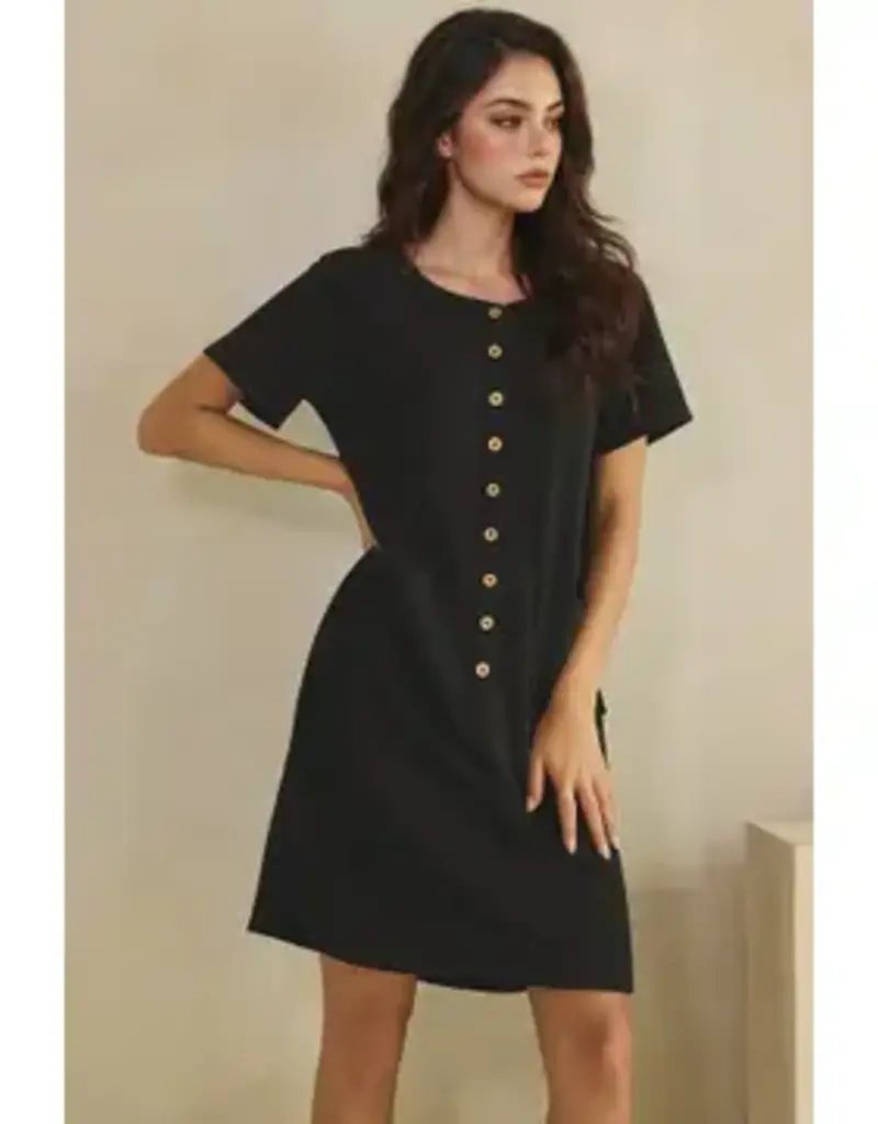 Linda Lightweight Modal Front Button Accent Dress