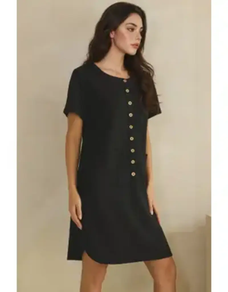 Linda Lightweight Modal Front Button Accent Dress