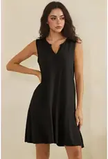 Penny Split Neck Flounce Hem Peach Skin Dress