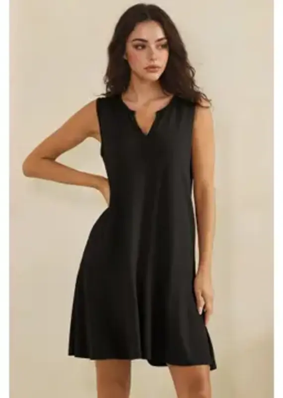 Penny Split Neck Flounce Hem Peach Skin Dress