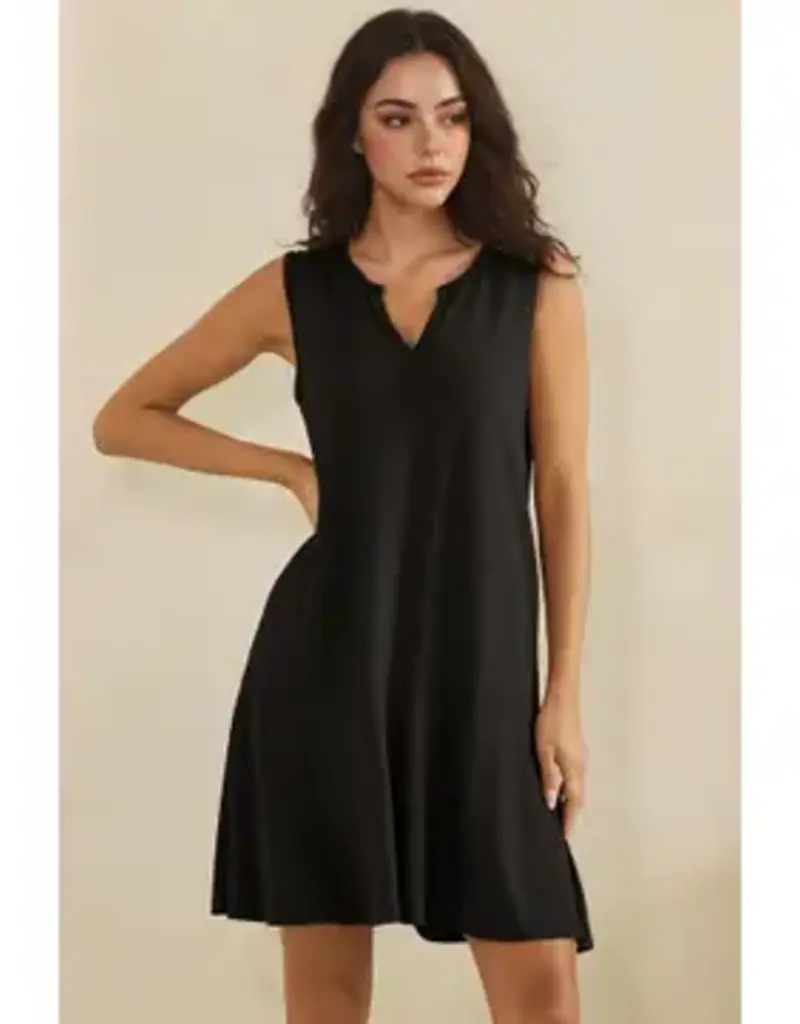 Penny Split Neck Flounce Hem Peach Skin Dress