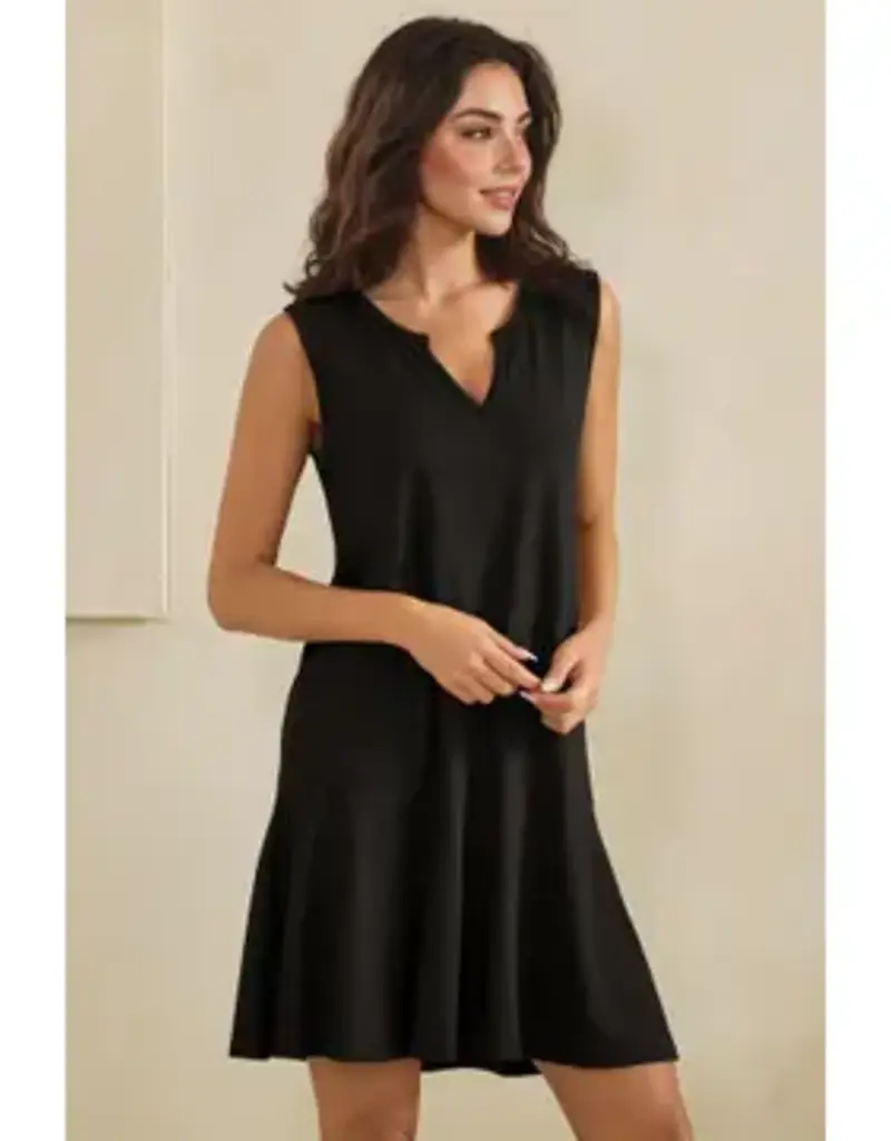 Penny Split Neck Flounce Hem Peach Skin Dress