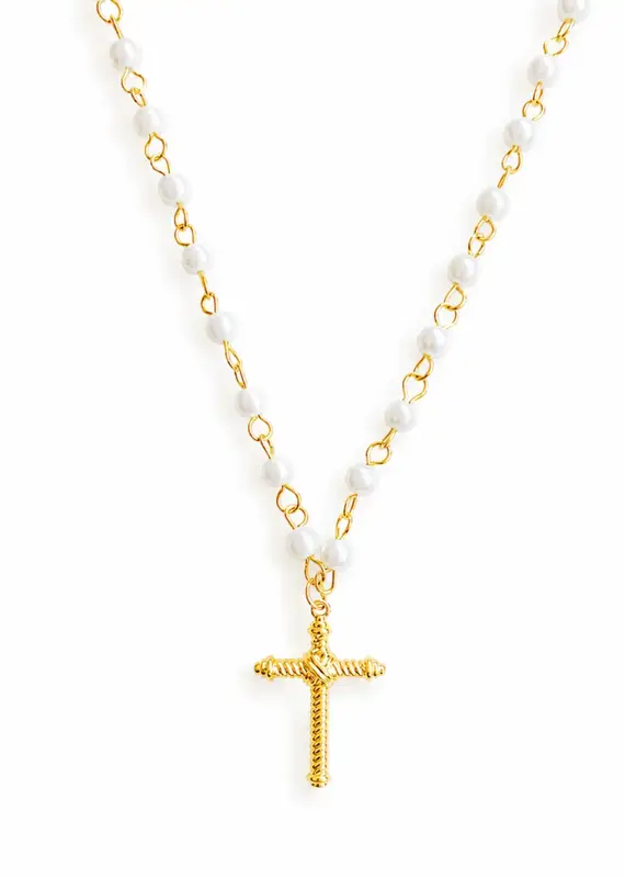 Cabled Cross Pendant Necklace