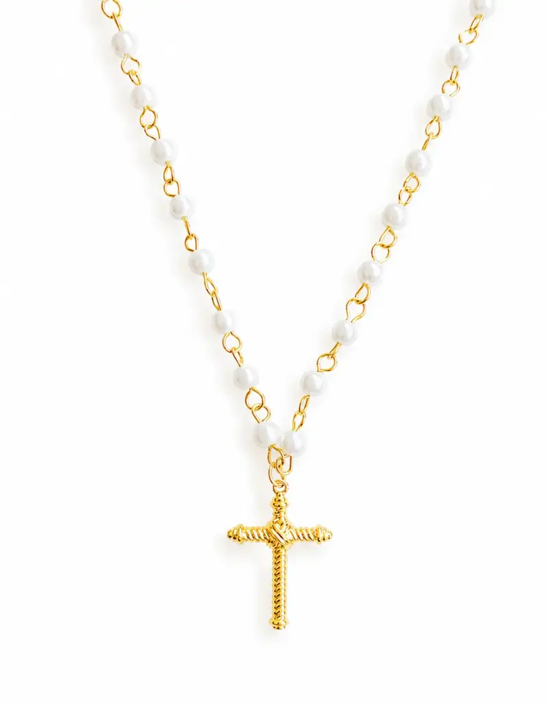Cabled Cross Pendant Necklace