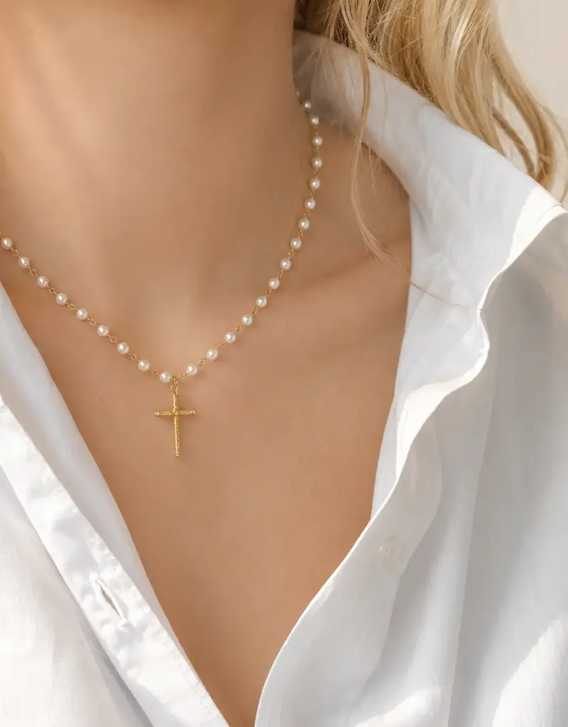 Cabled Cross Pendant Necklace