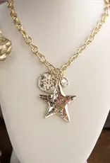 Golden Keepsake – Mixed Charm Star Necklace - Gold