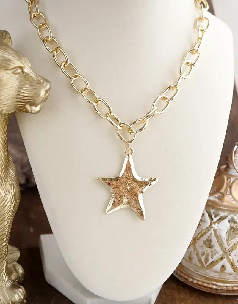 Golden Keepsake – Statement Star Necklace - Gold