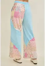 Mineral Washed Patchwork Print Pant