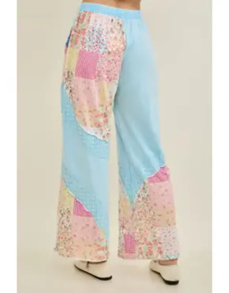 Mineral Washed Patchwork Print Pant