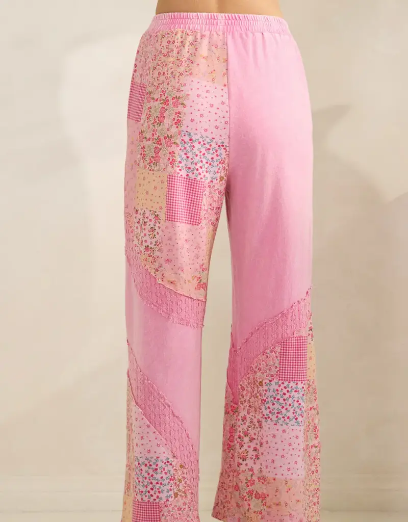 Mineral Washed Patchwork Print Pant