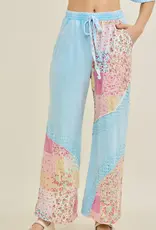 Mineral Washed Patchwork Print Pant
