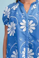 Floral Appliqué And Embroidered V-neck Top