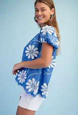 Floral Appliqué And Embroidered V-neck Top