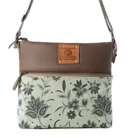 Wildflower print Upcycled Canvas Crossbody Bag