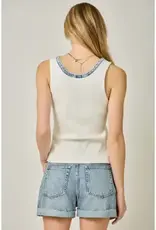 Hanna Ribbed Henley Neck Washed Tank Top