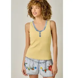 Henley Neck Washed Tank Top