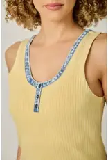 Henley Neck Washed Tank Top