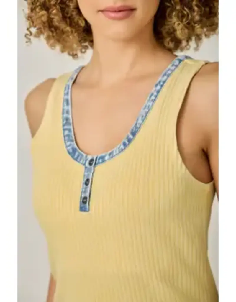 Henley Neck Washed Tank Top