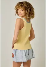 Henley Neck Washed Tank Top