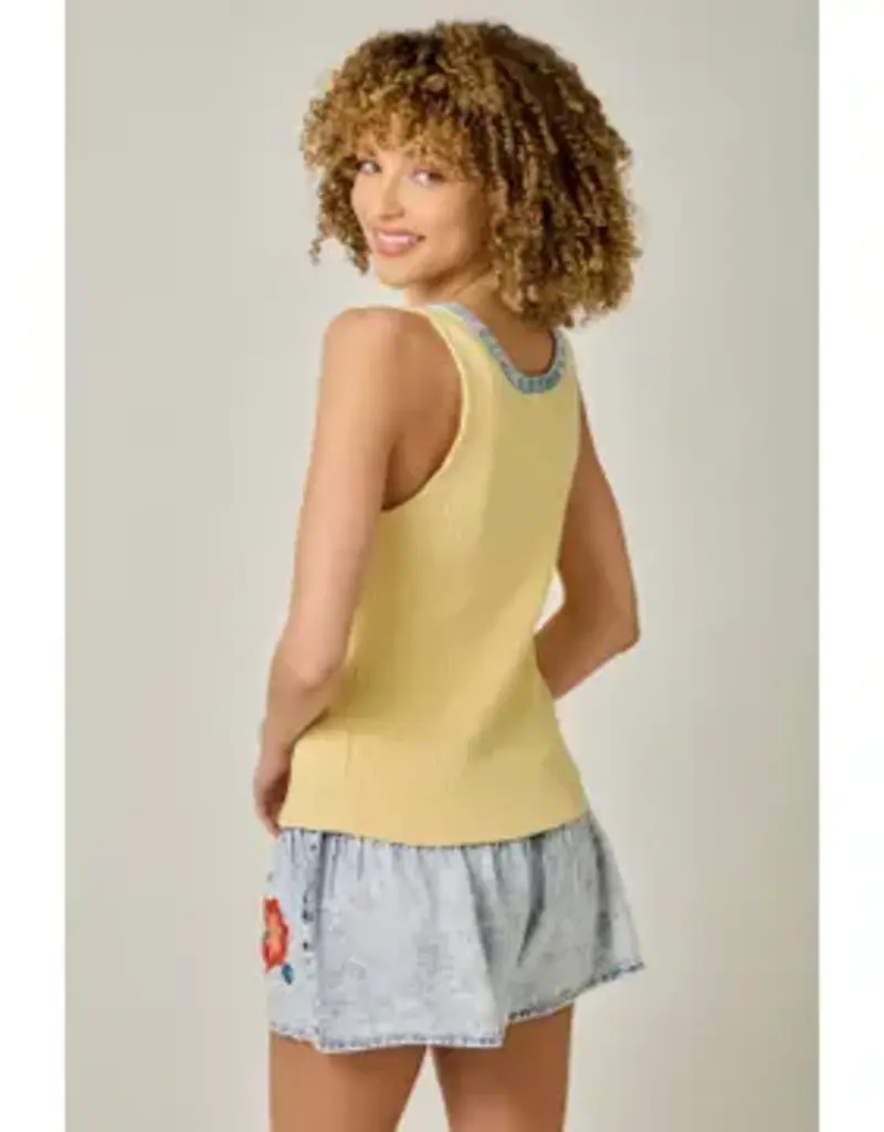 Henley Neck Washed Tank Top