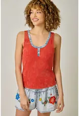 Henley Neck Washed Tank Top