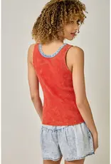 Henley Neck Washed Tank Top