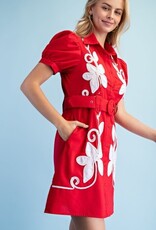 Leslie Linen Bleted Shirt Dress