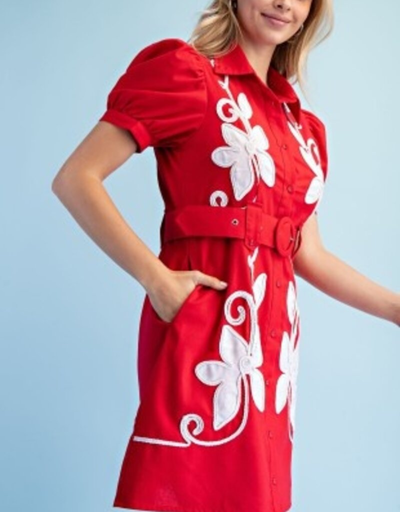 Leslie Linen Bleted Shirt Dress