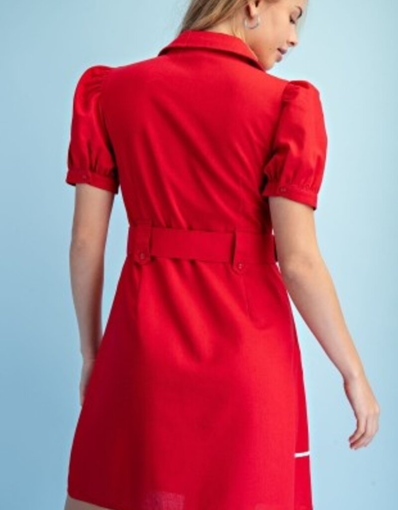 Leslie Linen Bleted Shirt Dress