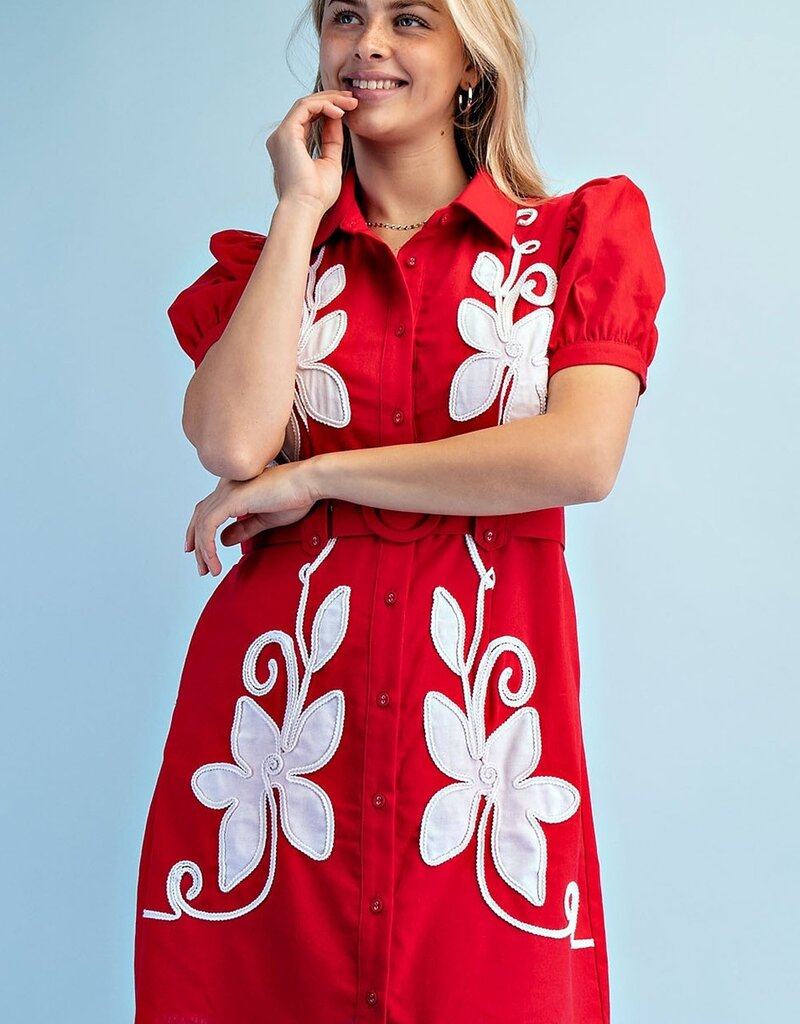 Leslie Linen Bleted Shirt Dress