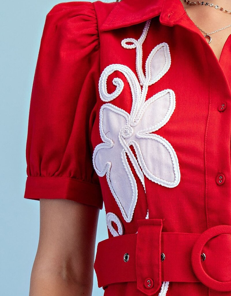Leslie Linen Bleted Shirt Dress