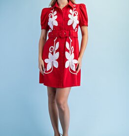 Leslie Linen Bleted Shirt Dress
