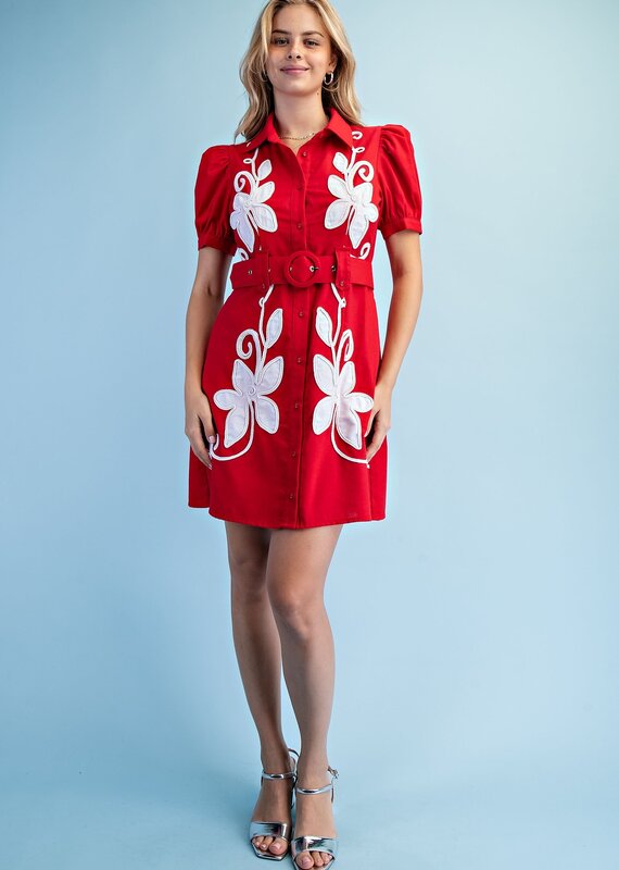 Leslie Linen Bleted Shirt Dress