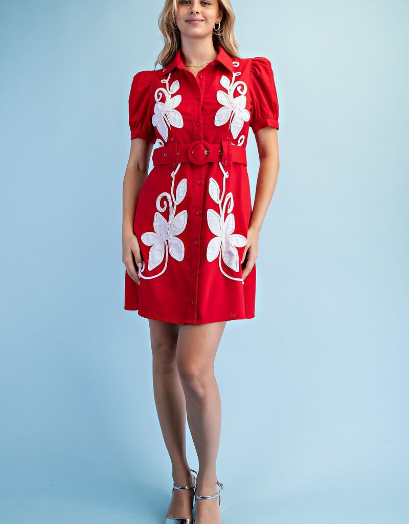 Leslie Linen Bleted Shirt Dress