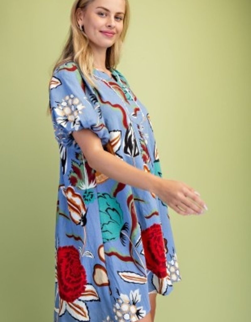 Natasha Floral Notch Neck Dress
