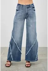 Margo Mid Rise Wide Leg Frayed Seam Detail