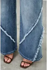 Margo Mid Rise Wide Leg Frayed Seam Detail