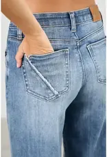 Margo Mid Rise Wide Leg Frayed Seam Detail