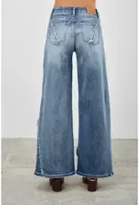 Margo Mid Rise Wide Leg Frayed Seam Detail
