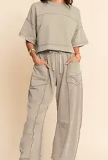 Melody Mineral Washed Exposed Barrel Pants Set
