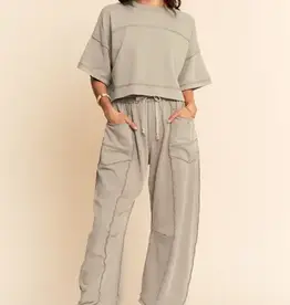 Melody Mineral Washed Exposed Barrel Pants Set