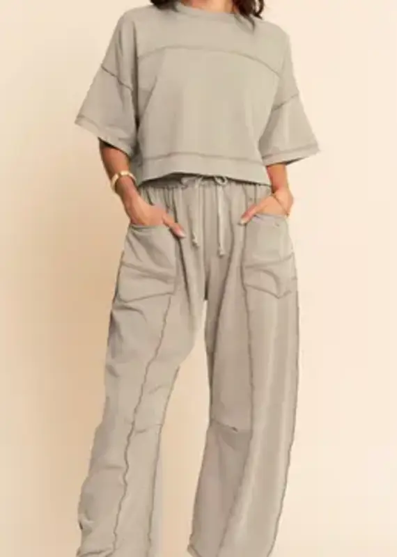 Melody Mineral Washed Exposed Barrel Pants Set