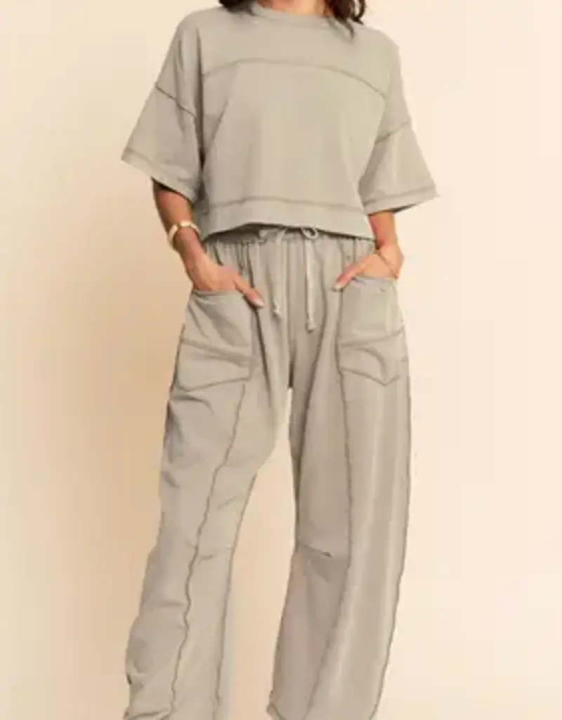 Melody Mineral Washed Exposed Barrel Pants Set
