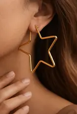 18K Gold Plated Waterproof Star Hoop Earrings